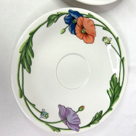Villeroy & Boch Amapola Porcelain Espresso Tea Cups & Saucers Set Of 4 - Picture 4 of 11